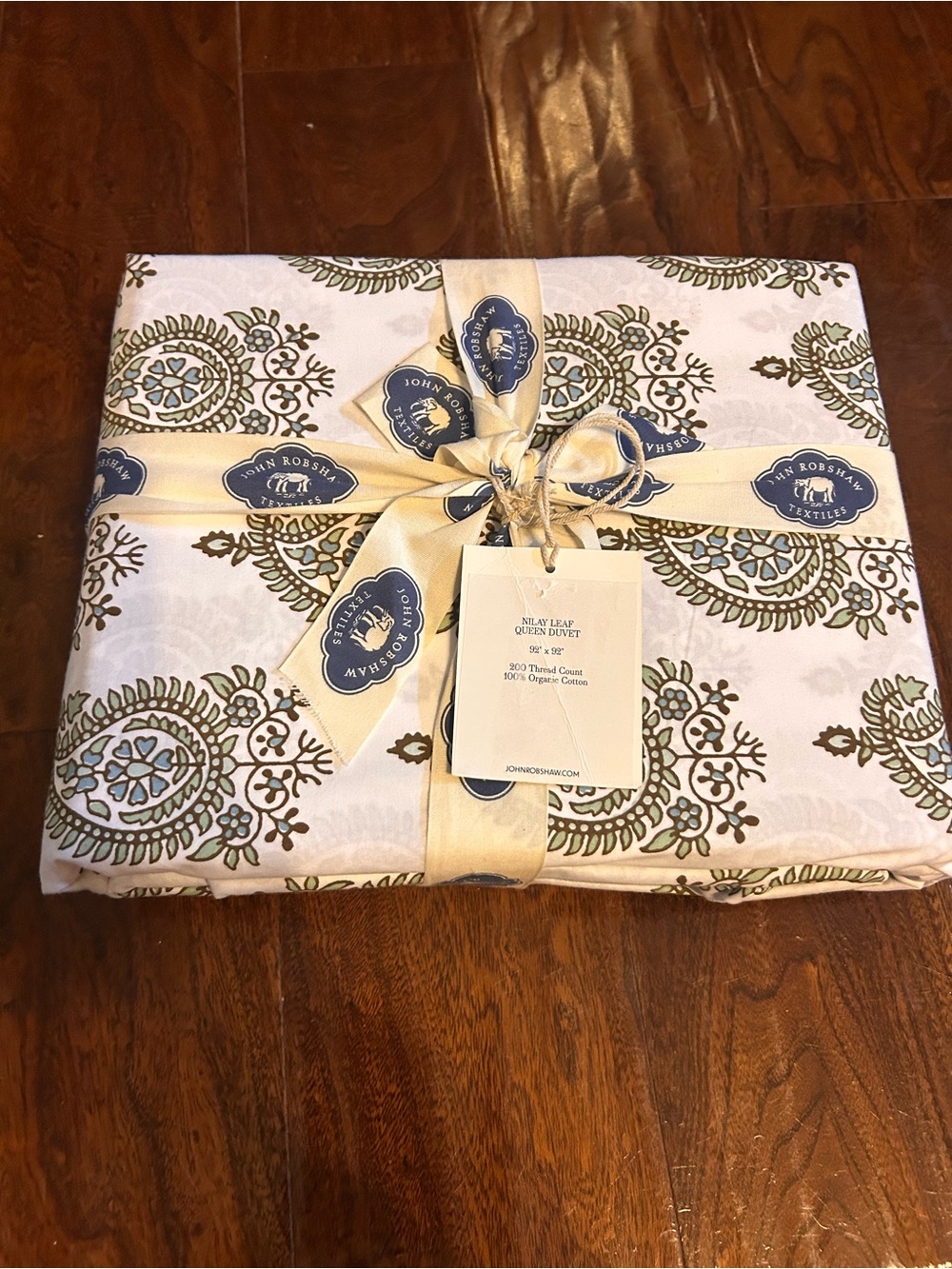 John Robshaw queen duvet cover Nilay leaf floral pattern 100% organic cotton NWT - Picture 6 of 6